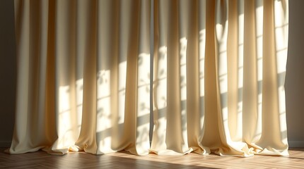 Warm Golden Hour Curtains Soft Light Beams Interior