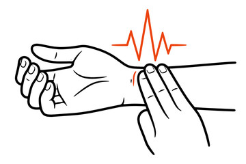 Obraz premium Checking pulse: hand position for measuring heart rate