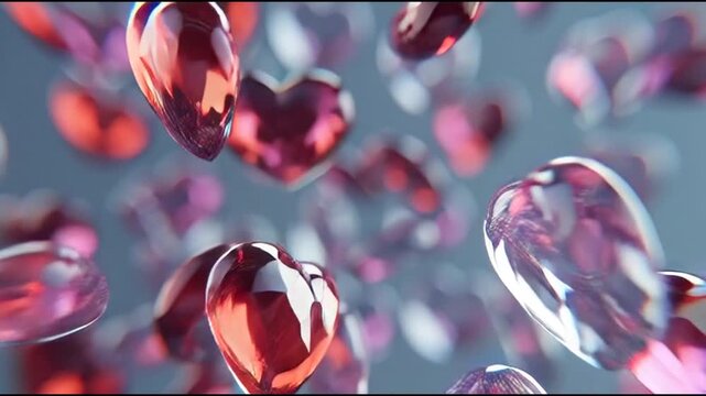 Sparkling Heart Confetti Floating in a Romantic, Dreamy, and Festive Atmosphere - Ideal for Valentine's Day