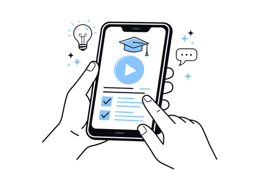 Online learning on smartphone with educational app interface