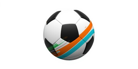 Obraz premium Colorful soccer ball with black and white pentagons and stripes