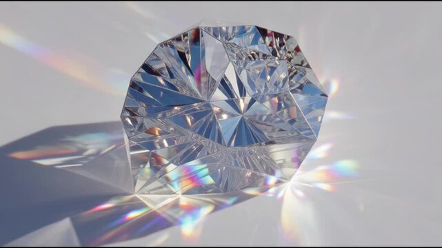 A brilliant, multi-faceted gemstone casting a spectrum of rainbow light, showcasing its dazzling sparkle and luxury appeal
