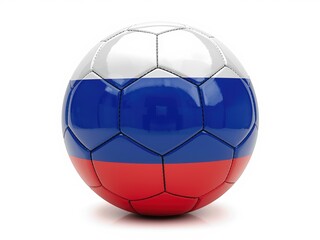 Obraz premium A soccer ball adorned with the colors of the russian flag against a white background