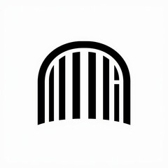 Distinctive architectural arch with vertical striped pattern