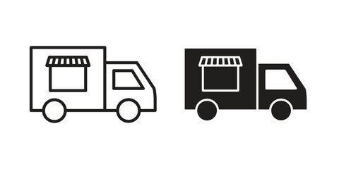 Fototapeta premium Food truck icon for mobile concept and web apps, editable stroke