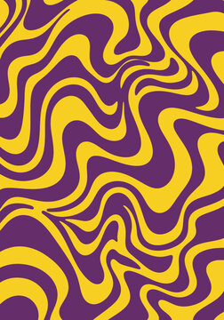 Psychedelic Purple and Gold Wavy Liquid Motion Abstract Pattern