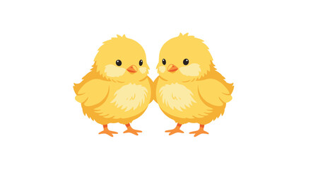 Naklejka premium Two Adorable Yellow Baby Chicks Cuddling Close Together in a Warm and Affectionate Embrace on White