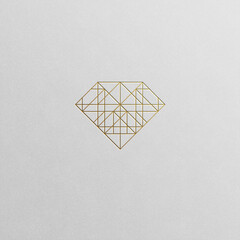 Geometric diamond shape logo icon for fashion, art jewelry, luxury goods, clothing and accessories related businesses.