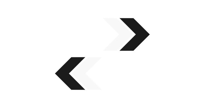 Left Right directional arrow loop animation. Arrow moving Left right on black background. arrows Left  right animation concept