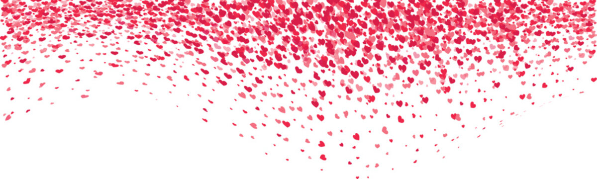 Colorful Heart Shaped Confetti PNG, Romantic Valentine Decoration Isolated on Transparency. Festive Love Symbols on Transparent Background