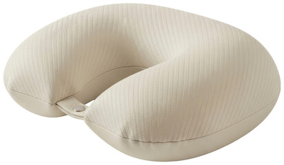 Beige travel neck pillow isolated on transparent background