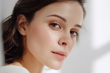 Fototapeta premium Woman with brown hair and brown eyes