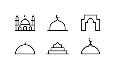 Fototapeta premium Islamic architecture icons with domes and minarets