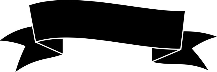 A black ribbon banner with two ends on a white background