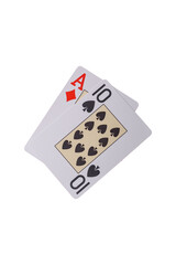 Casino, cards and chips on a colored background, poker and blackjack, gambling. Cards and chips
