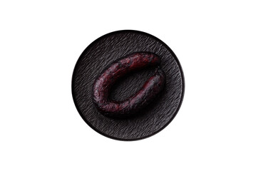 Homemade pork or beef sausage rings with garlic and spices. A homemade sausage ring