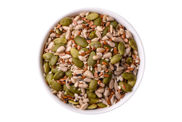 Shelled sunflower, sesame, pumpkin, and flaxseed kernels as ingredients for healthy food