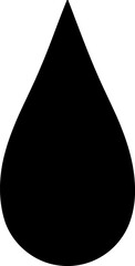 A simple black teardrop shape on a white background