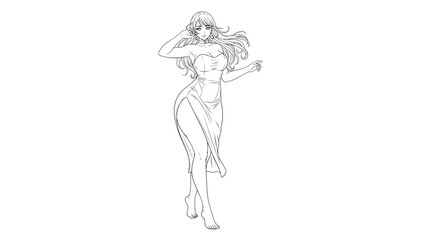 Obraz premium Dancing woman and child in minimalist line art style