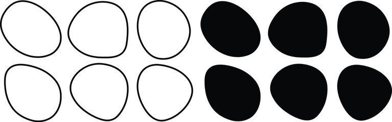 Abstract organic pebble shapes collection, irregular minimalist blob elements set for modern graphic design