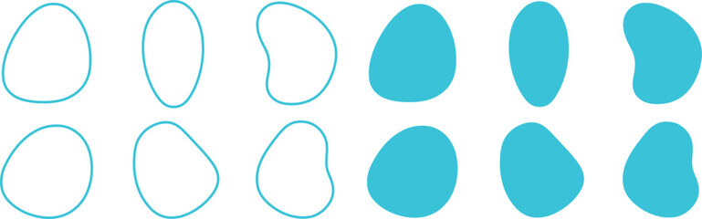 Abstract organic blob shapes collection, irregular fluid liquid liquid forms vector set.