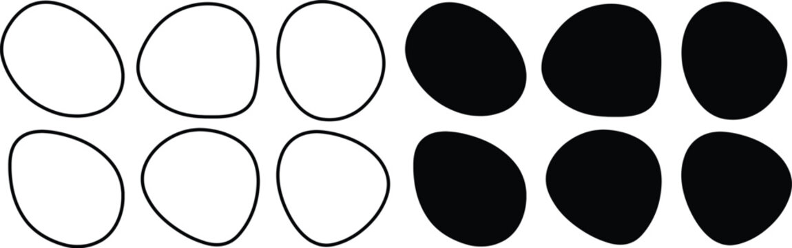Abstract organic pebble shapes collection, irregular minimalist blob elements set for modern graphic design