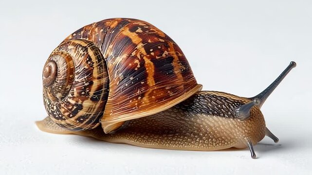 Snail side profile on white background studio shot