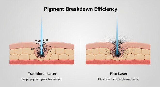 Pigment breakdown efficiency comparison of traditional laser and pico laser treatments