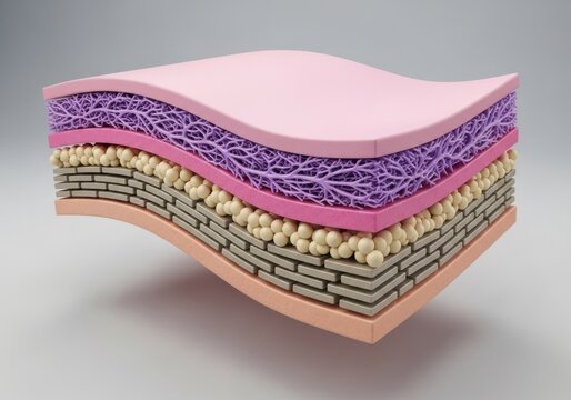 Anatomical crosssection of human skin layers in detailed illustration