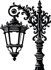 Obraz premium Ornate vintage street lamp with intricate ironwork design