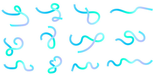 Abstract blue Hand-Drawn Strokes with Fluid Wave and Swirl Shapes