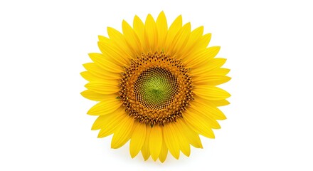 Fototapeta premium A bright and beautiful sunflower with yellow petals and a green center