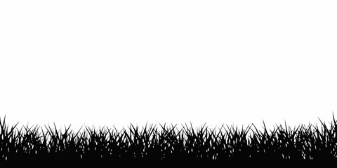 A simple black and white image of grass along a ground line
