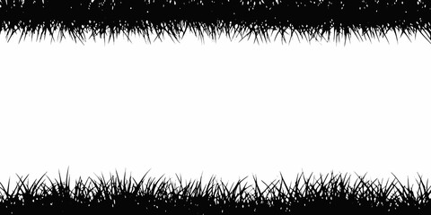 A minimalist image featuring grass along the bottom edge of a white background
