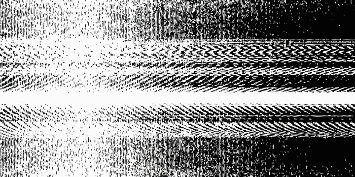 Abstract black and white textured image resembling tire tracks or patterns