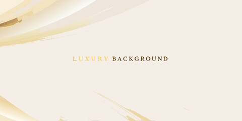 Elegant abstract background with flowing golden brushstrokes and a cream base