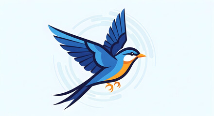 Obraz premium Blue Swallow Bird in Flight Realistic Illustration