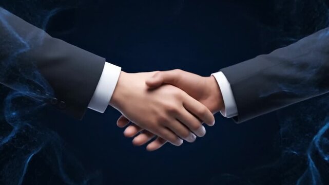 Two business professionals finalize a successful deal with a firm handshake, representing a strong partnership, trust, and collaborative agreement for future growth and mutual benefit