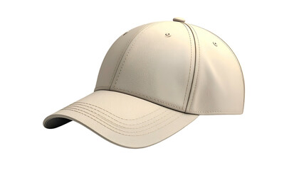 Fototapeta premium Cream-colored baseball cap, front view, rendered on a black background (1)