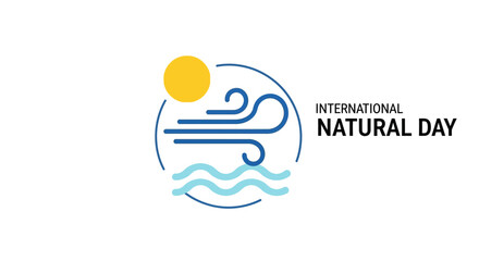 Illustration of a stylized earth with waves and sun for International Natural Day, symbolizing nature conservation and environmental protection with a green and blue color palette.
