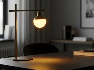 Modern desk lamp illuminating minimalist workspace