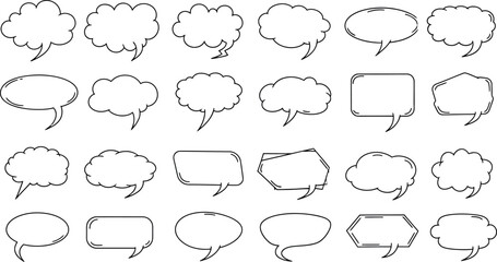 Fototapeta premium Collection of various speech bubbles isolated on transparent background