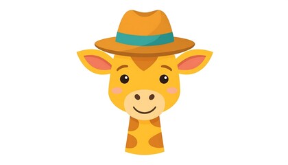 A friendly cartoon giraffe, wearing a fedora, stares directly at the viewer with an inviting smile, set against a plain white backdrop