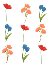 pattern set of flowers