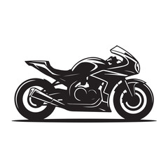 Obraz premium Sports motorcycle black silhouette vector illustration, racing motorbike isolated on white background