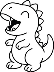 Obraz premium Cute Baby Dinosaur Laughing Coloring Page for Kids