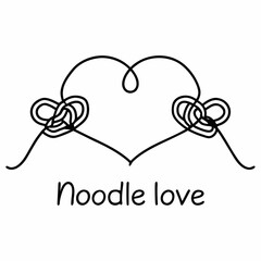 Noodle Love Line Art Vector