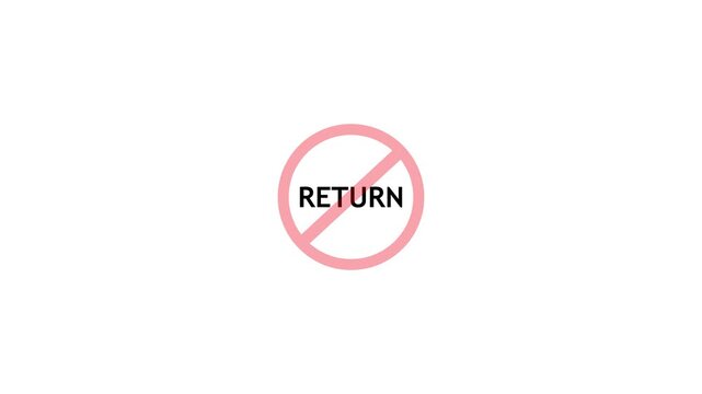 Minimal white background with red circular arrow loop partially open around the word return, symbolizing refresh, undo, or product return concept.