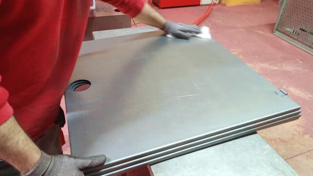 Professional cleaning of metal surface with thinner before electrostatic powder coating