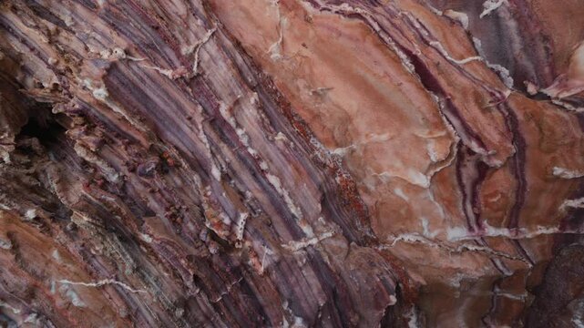 The walls of the salt cave on Qeshm Island with textured mineral walls and crystalline. Unique geological landscape and underground travel destination. one of the seven wonders of the Persian Gulf.